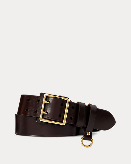 Double-Prong Buckle Leather Belt