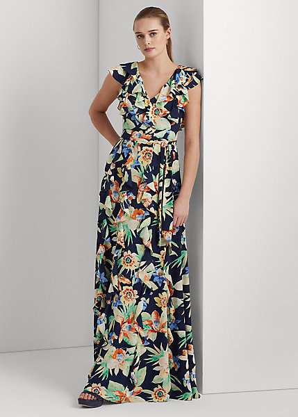 Floral Crinkle Georgette Gown