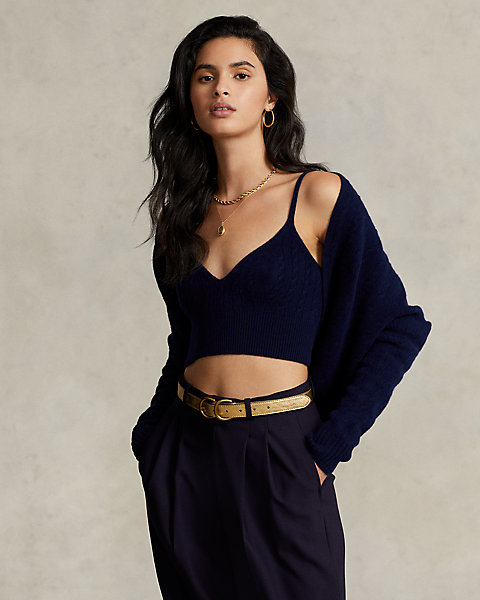 Cable-Knit Wool-Cashmere Bralette