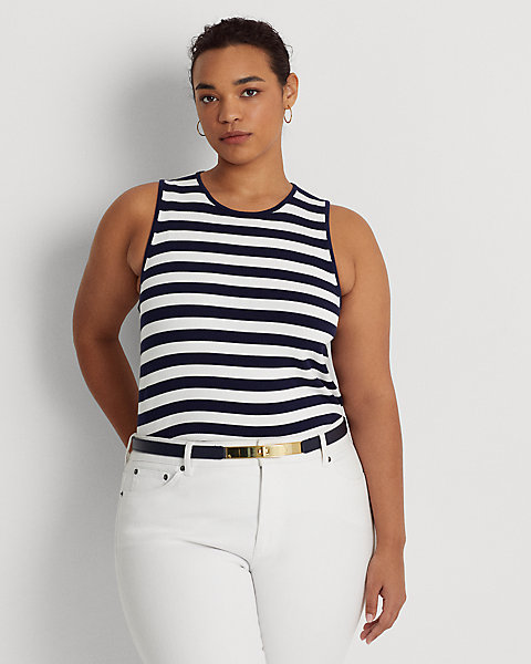 Striped Cotton-Blend Sleeveless Sweater