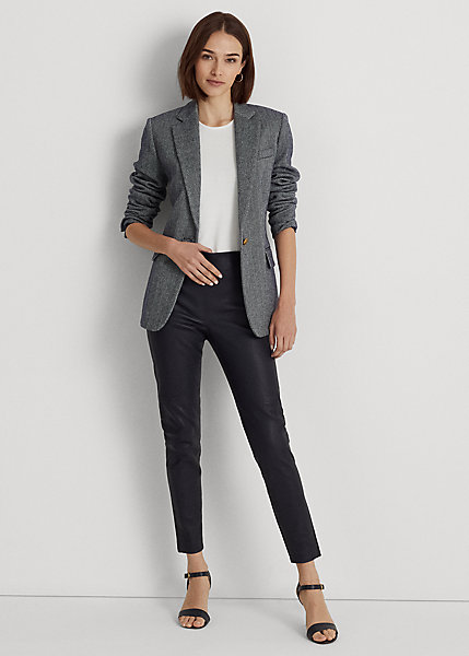 Stretch Leather Skinny Ankle Pant