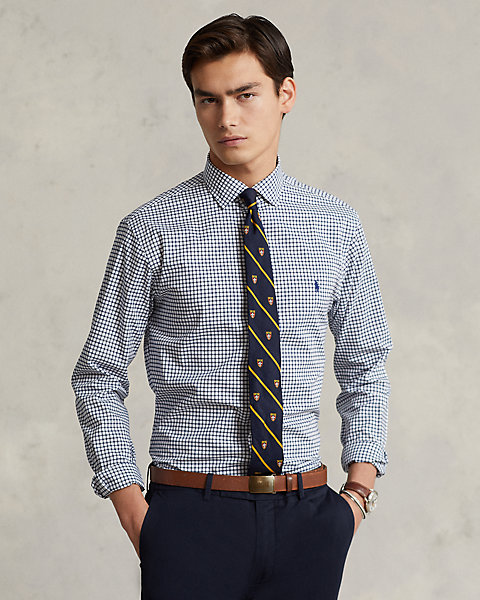 Custom Fit Checked Poplin Shirt