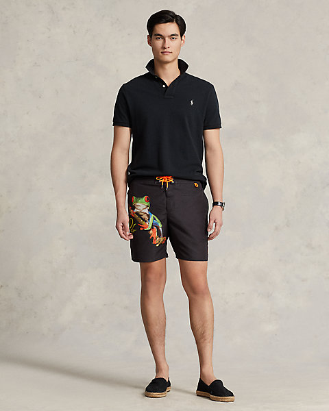 7.25-Inch Palm Island Print Swim Trunk