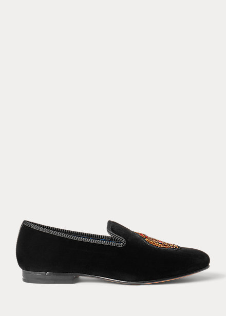 Paxton Crest Velvet Slipper