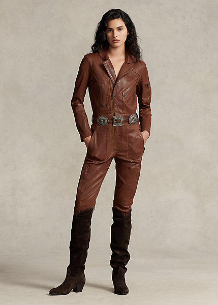 Slim Fit Lambskin Jumpsuit