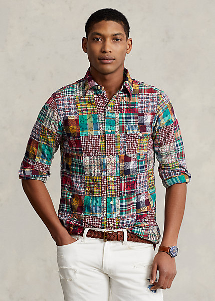Classic Fit Patchwork Madras Shirt