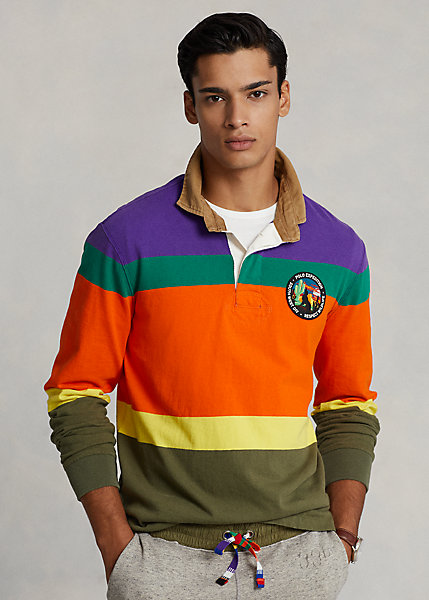 Classic Fit Striped Jersey Rugby Shirt