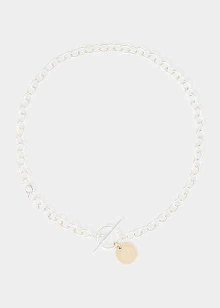 Two-Tone Logo Pendant Necklace