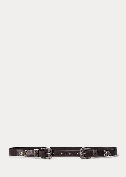 Western Calfskin Double-Buckle Belt