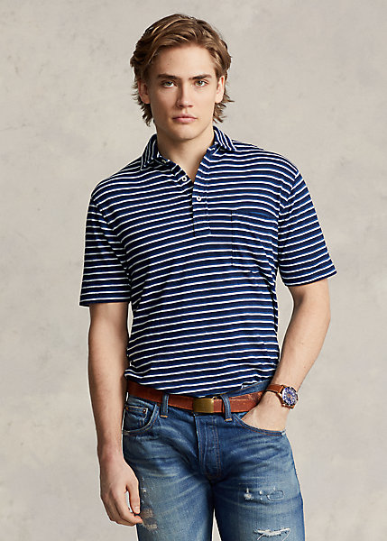 Classic Fit Striped Jersey Polo Shirt