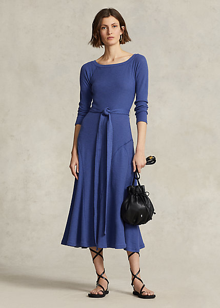 Cotton Boatneck Midi Dress