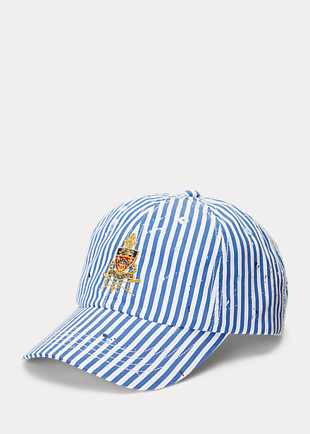 Crest Striped Poplin Ball Cap