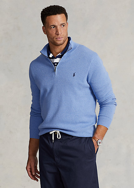 Textured Cotton Quarter-Zip Sweater