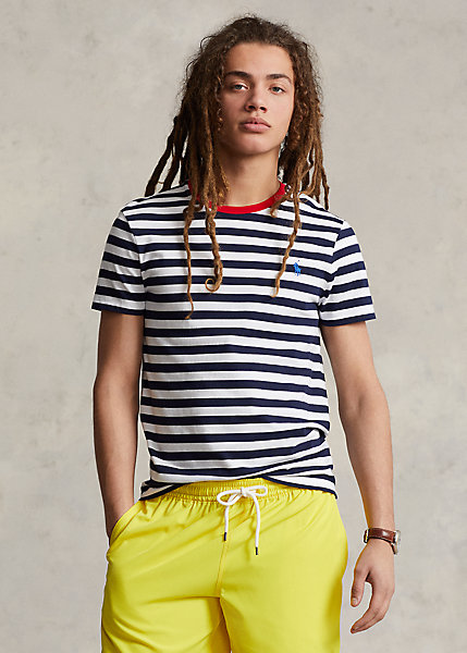 Custom Slim Fit Striped Jersey T-Shirt