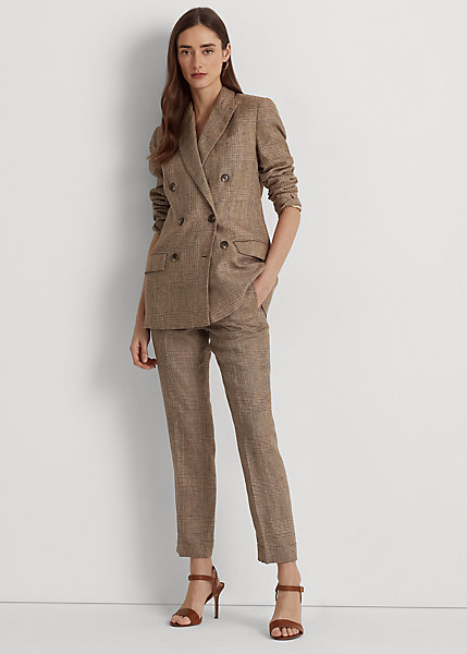 Glen Plaid Linen Ankle Pant