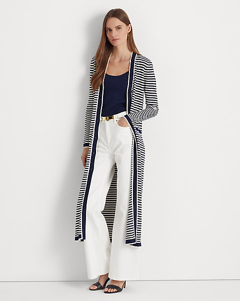 Striped Silk-Blend Long Cardigan