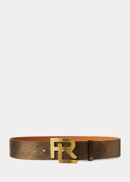 RL Metallic Calfskin Wide Belt
