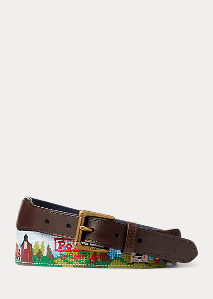 Polo Bear Western Needlepoint Belt
