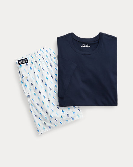 Cotton Crewneck & Allover Pony Boxer Set