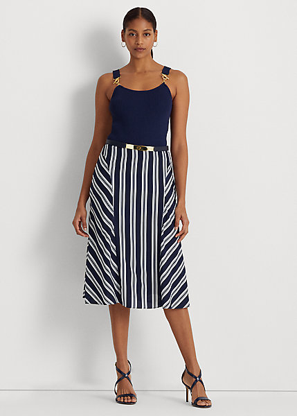 Striped Crepe Skirt