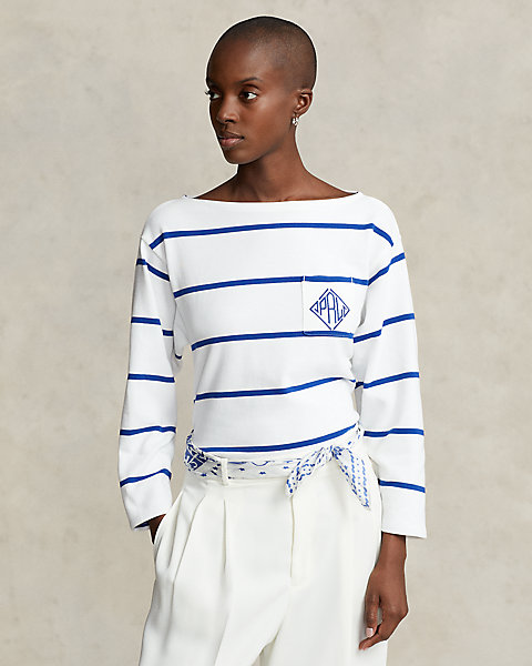 Monogram-Logo Striped Jersey Tee