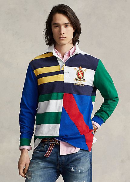 Classic Fit Patchwork Jersey Rugby Shirt