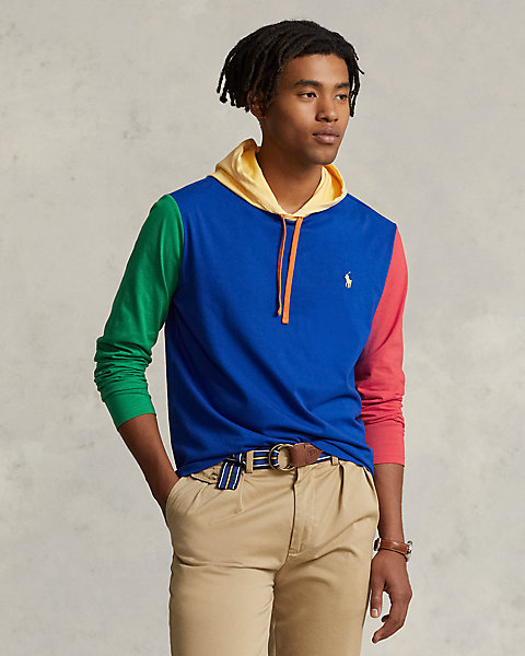 Color-Blocked Jersey Hooded T-Shirt