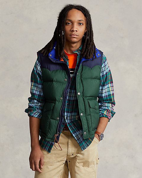 Water-Repellent Down Western Vest