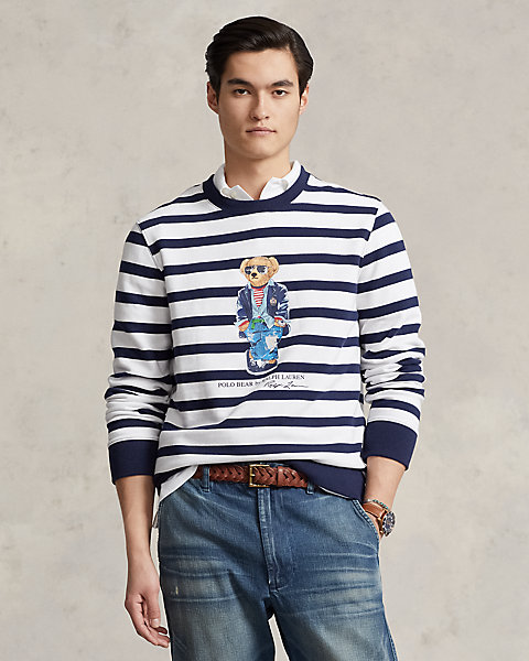 Polo Bear Striped Fleece Sweatshirt