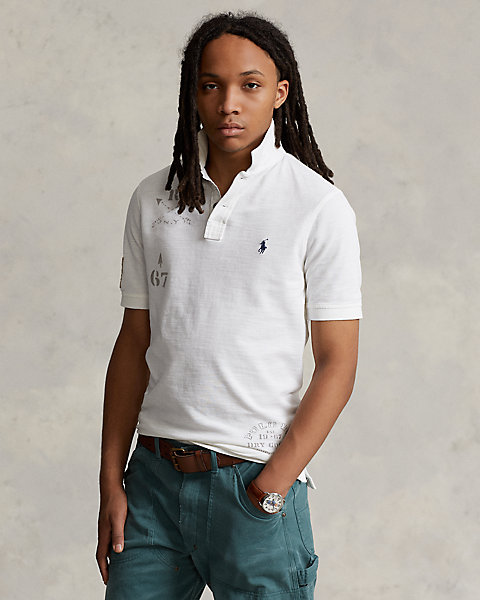 Classic Fit Mesh Graphic Polo Shirt