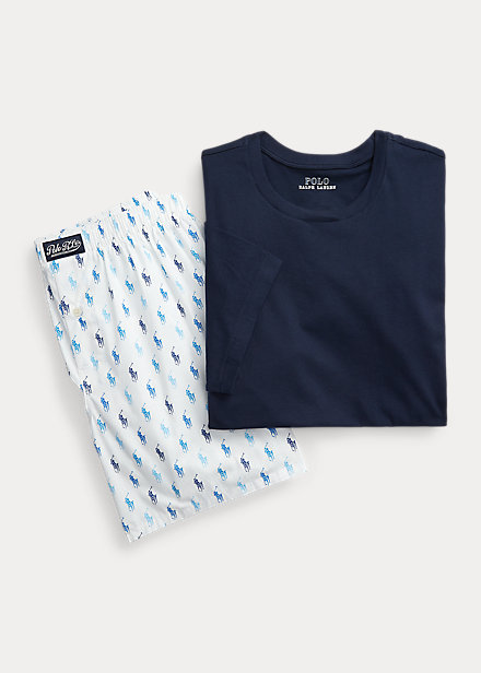 Cotton Crewneck & Allover Pony Boxer Set