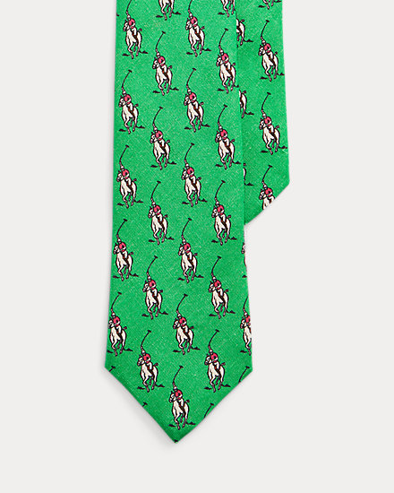 Polo Player-Print Linen Tie