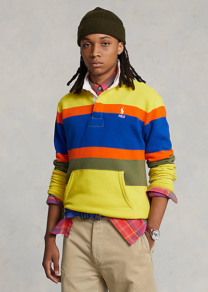 Striped Fleece Rugby Sweatshirt