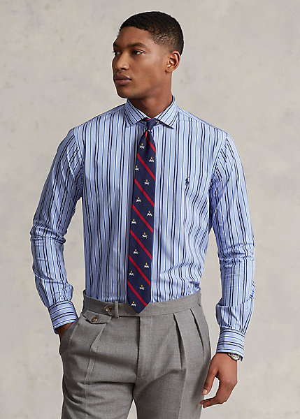 Classic Fit Striped Stretch Poplin Shirt