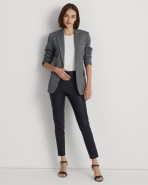 Stretch Leather Skinny Ankle Pant