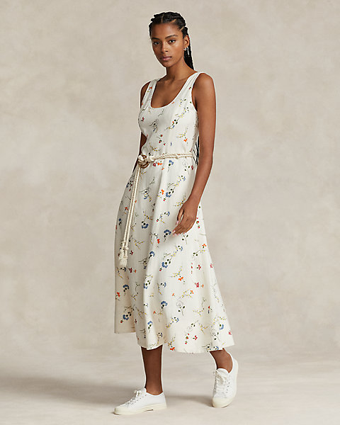 Floral Linen Sleeveless Dress