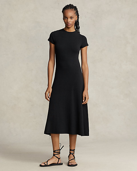 Stretch-Cotton Blend Tee Dress