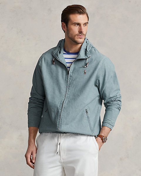Indigo Chambray Hooded Jacket