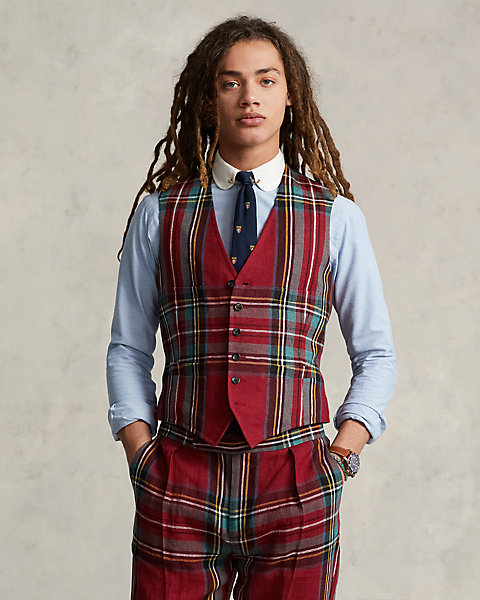 Plaid Linen Vest