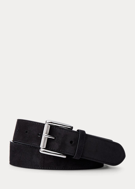 Suede Roller-Buckle Belt