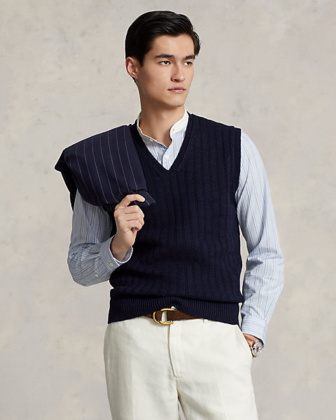 Distressed Cotton-Blend Sweater Vest