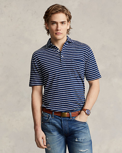 Classic Fit Striped Jersey Polo Shirt