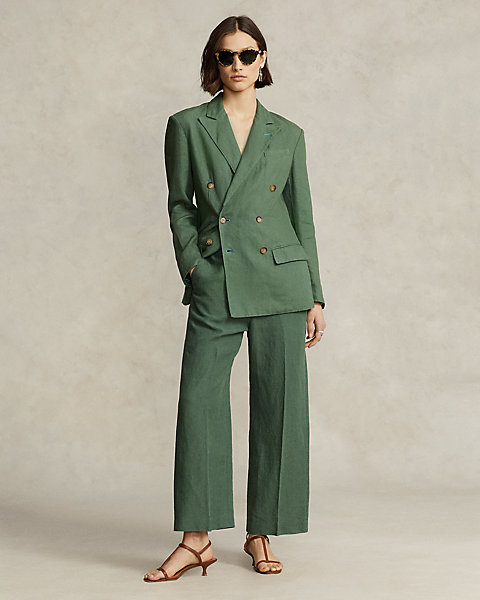 Linen Cropped Wide-Leg Pant