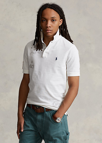Classic Fit Mesh Graphic Polo Shirt