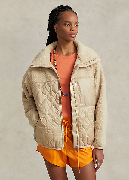 Hybrid High-Pile & Ripstop-Panel Jacket