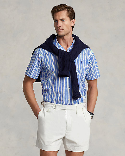 Classic Fit Striped Seersucker Shirt