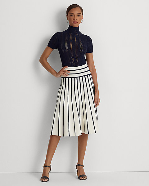 Striped Knit Midi Skirt