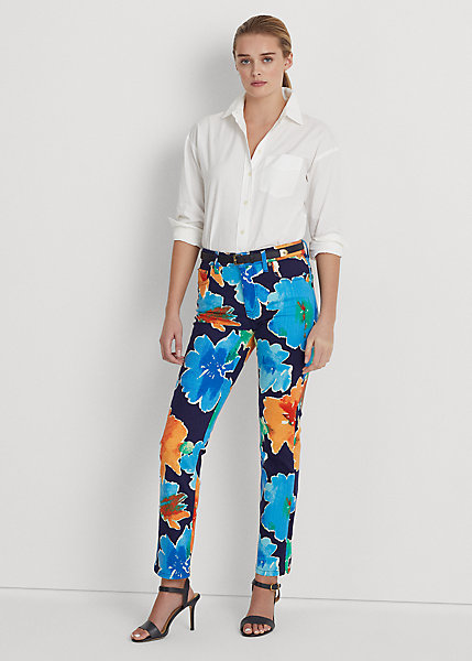 Floral High-Rise Straight Ankle Jean