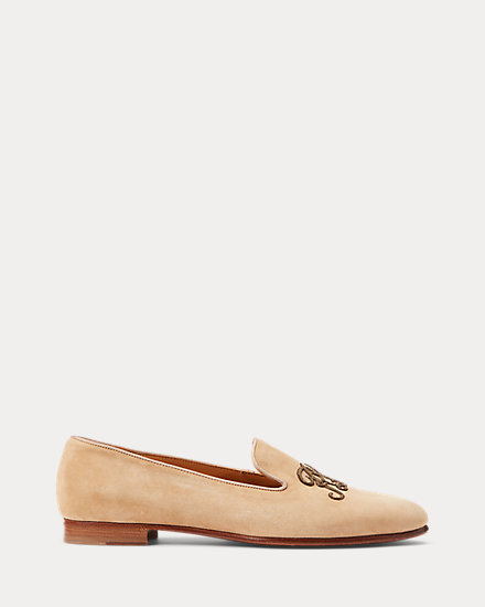 Alonzo Embroidered Goat-Suede Slipper