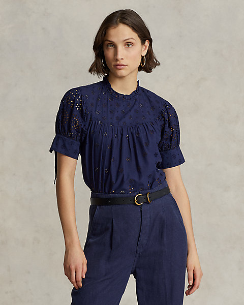 Eyelet-Embroidered Cotton Top